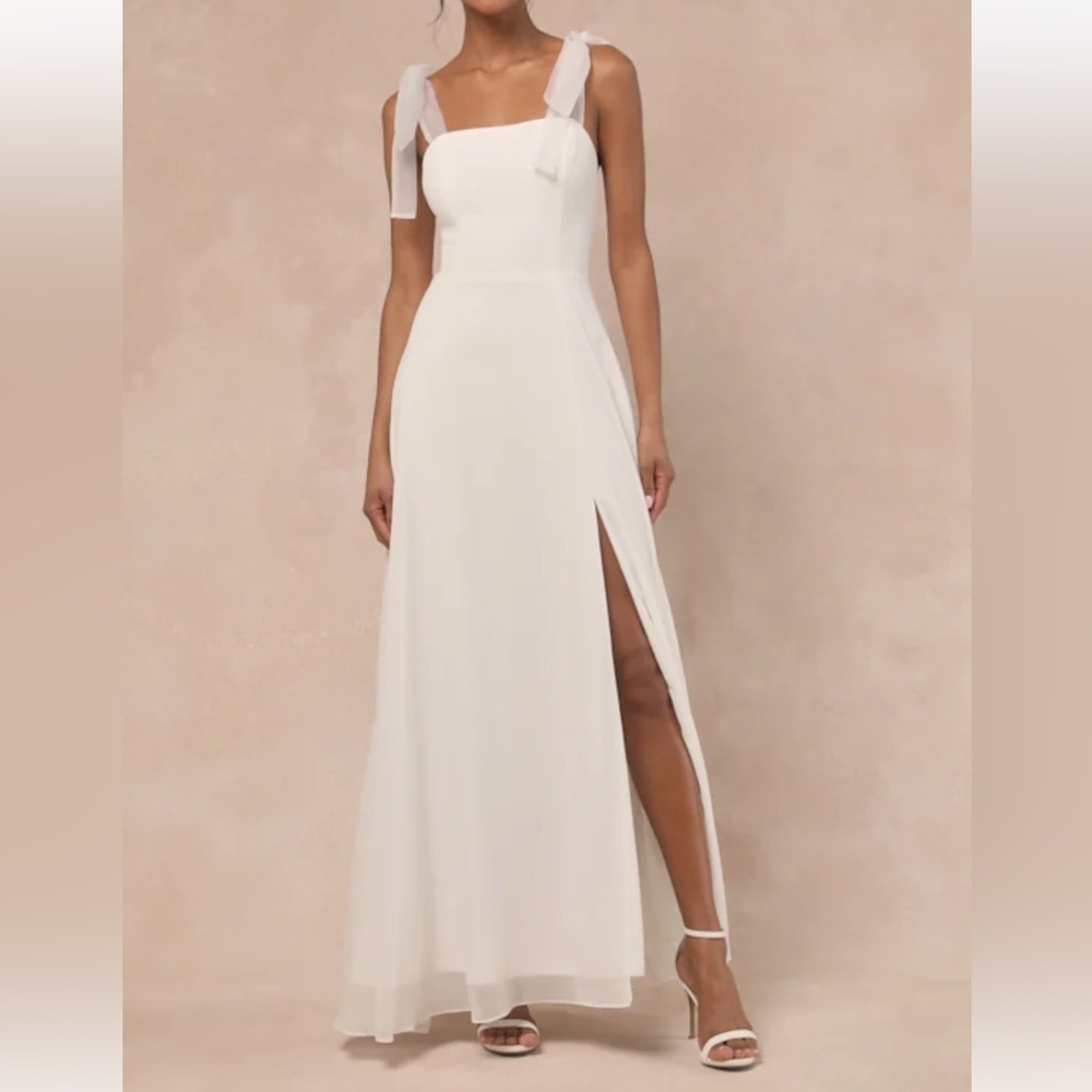 Lulus Radiant Romance White Tie-Strap Maxi Dress Size Small New with Tags FLAWED